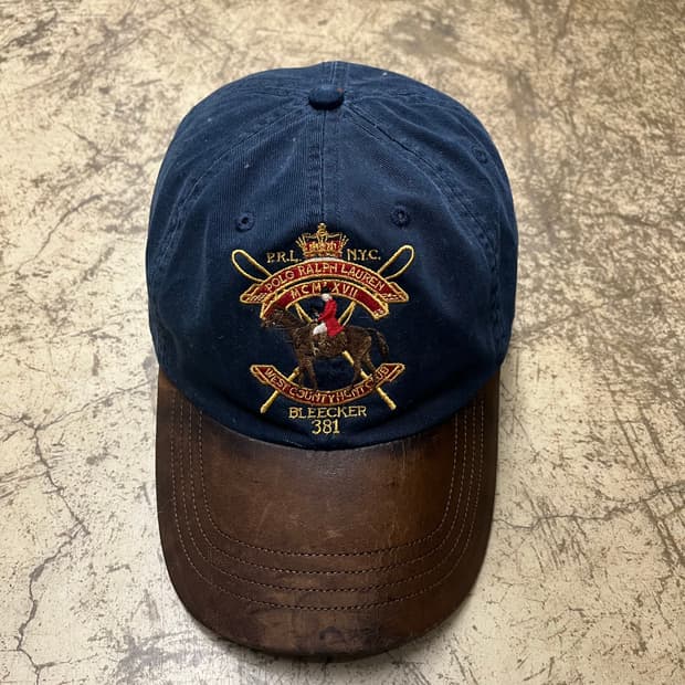 00s 폴로 랄프로렌 네이비 볼캡 가죽챙