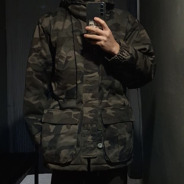 BLUE CAP 카키 밀리터리 우드랜드 카모플라쥬 히든집업 사파리 야상