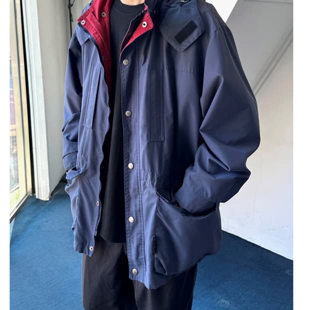 Washed poly hooded mountain parka