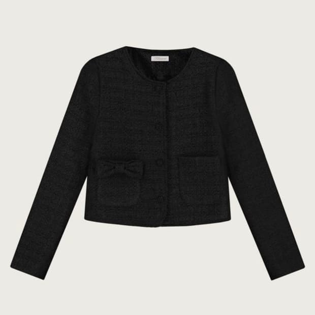 kleesier 클리시어 캔디 리본 트위드 자켓 블랙