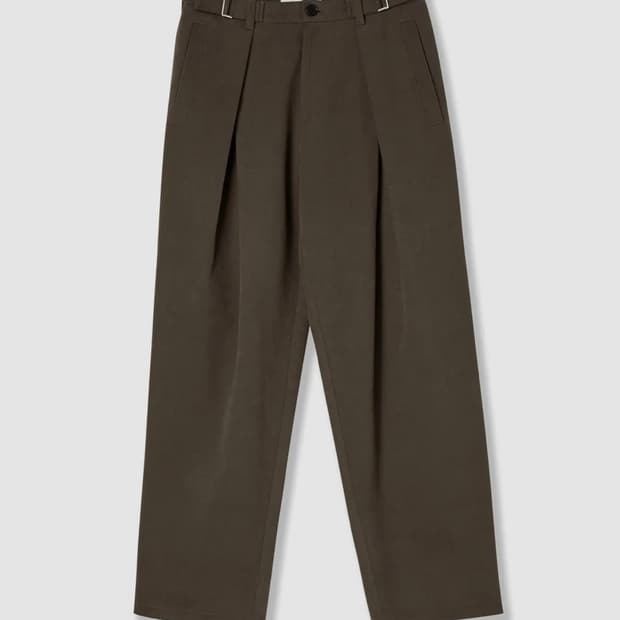 애프터프레이 릴렉스드 크로스 핀턱 팬츠 브라운 M사이즈