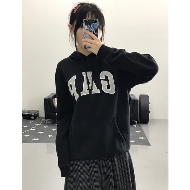 Gap Black Graphic Hoodies