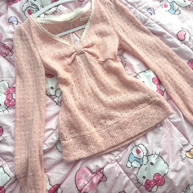 리즈리사 초희귀 고전 매물 백리스 리본 참 니트 스웨터