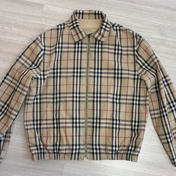 버버리 노바체크 리버시블 블루종 코튼 자켓 L