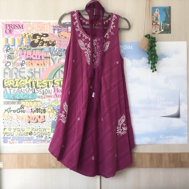 2P 자주색 여름용 슬리브리스 머플러