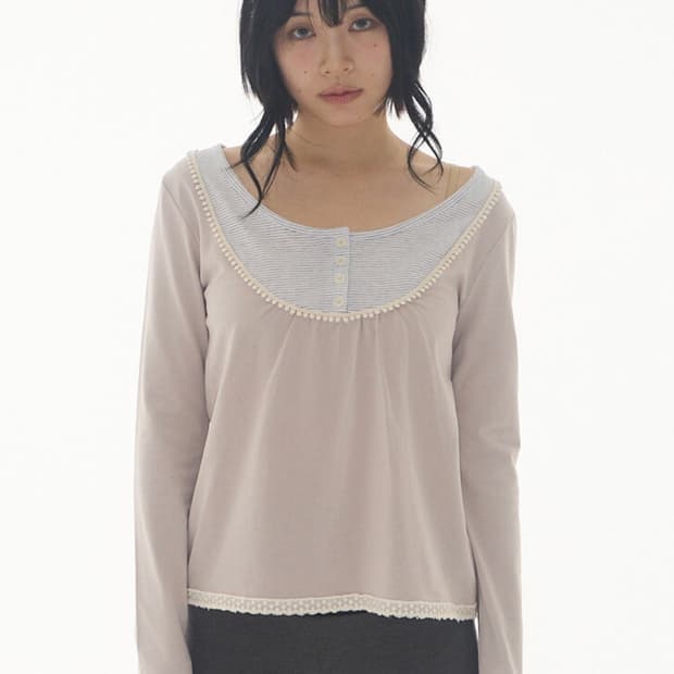 익스파이어드걸 Suu-su Top Pink beige