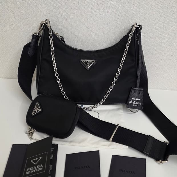 [풀구성]25ss 프라다 리나일론 테수토 호보백 블랙