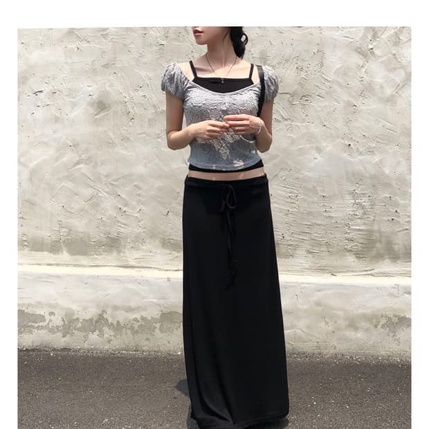 맥시롱스커트 블랙