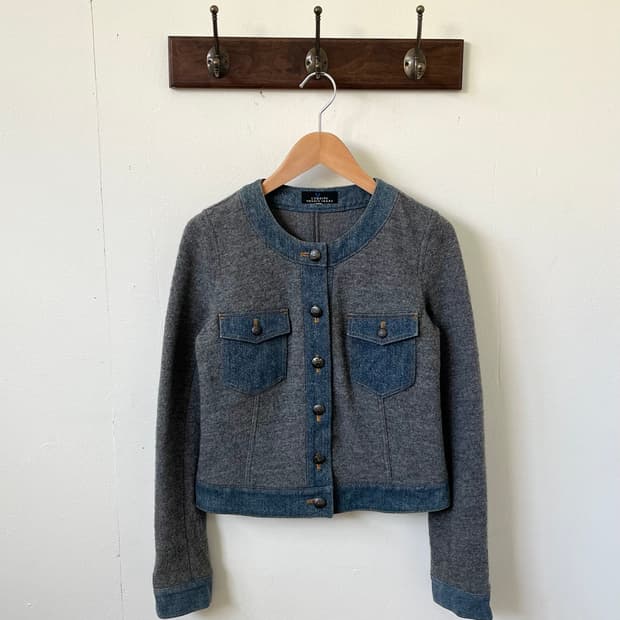 Lequipe Yoshie Inaba 울 데님 트위드 자켓 