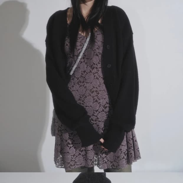 애즈온 하퍼 가디건 블랙 happer cardigan 