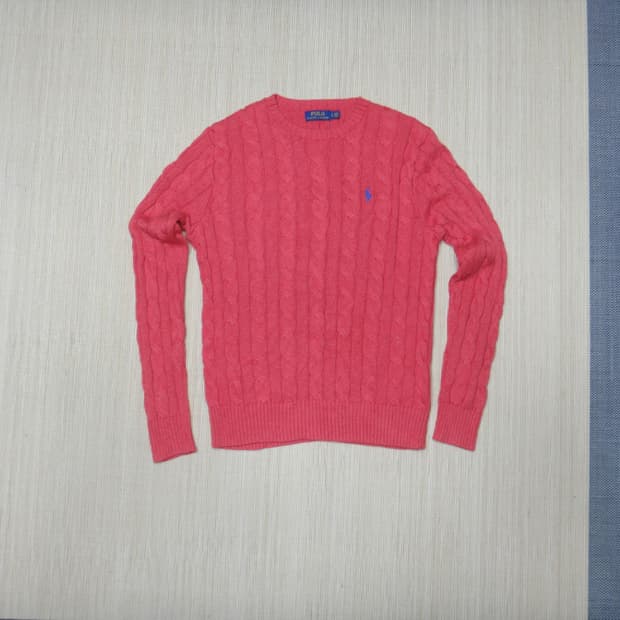 (S사이즈) 폴로랄프로렌 공용 라운드 꽈배기 면 니트