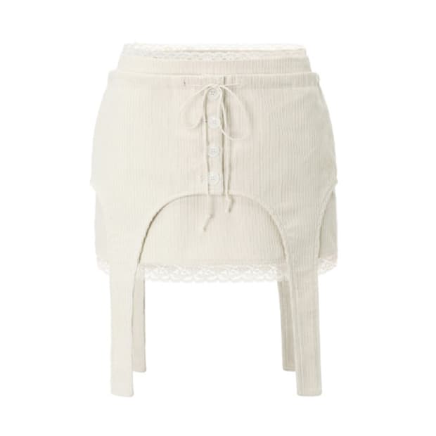 쓰리타임즈 threetimes corduroy belt skirt