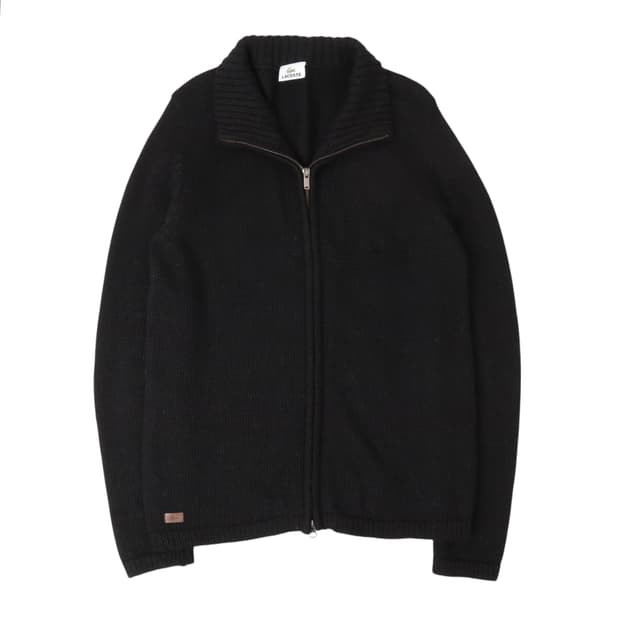 라코스테 블랙 알파카 블렌드 울 집업 가디건