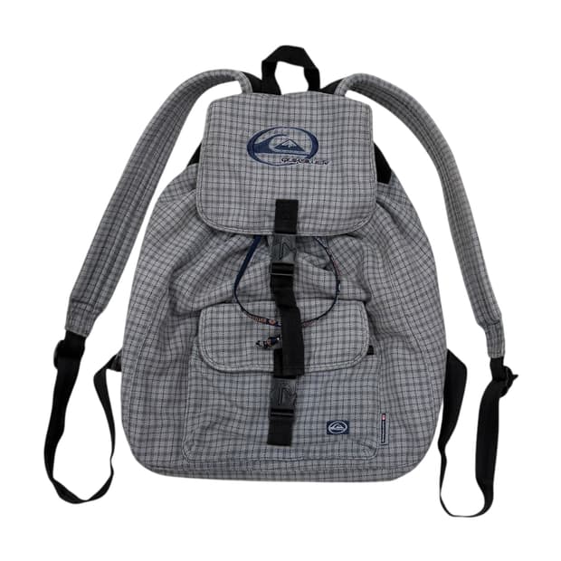 퀵실버 빈티지 Y2K 체크 복조리 드로우 스트링 포켓 백팩 가방