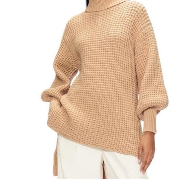 테드베이커 울 블렌드 벌룬소매 터틀넥 니트 55~66