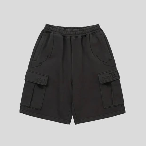 웰빙익스프레스 바지 Embroidered Cargo Shorts Grey
