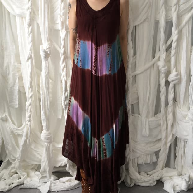 Dyed unbalanced sleeveless onepiece