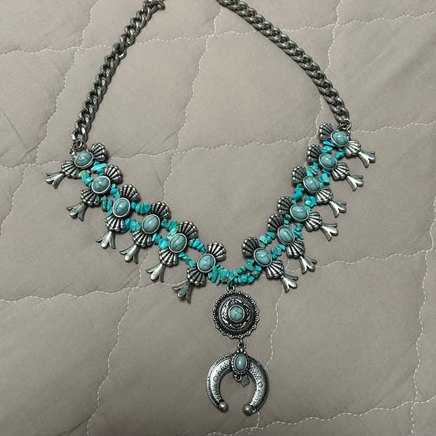 나바호 네이티브 아메리칸 인디언 목걸이 빈티지 터키석 목걸이