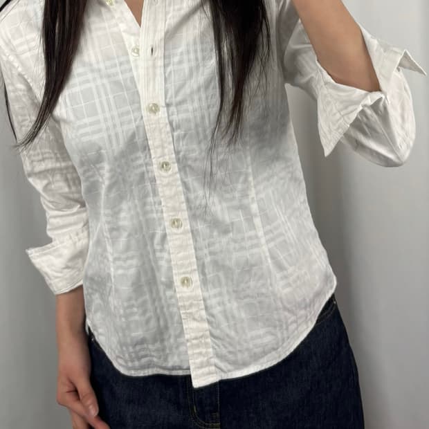 버버리 화이트 체크 셔츠