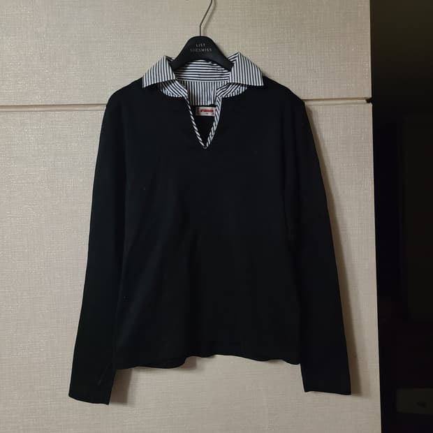 빈티지 체크 카라 레이어드 긴팔 티셔츠 긴팔티 y2k 긱시크 하이틴 펑크