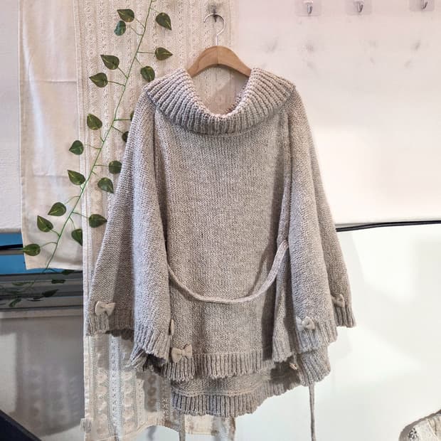 리본 케이프 니트