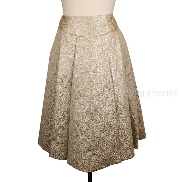 TSE 실버&골드 메탈릭 패턴 플레어 주름 스커트(XXS)