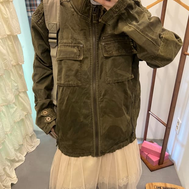 카키 카고 자켓 