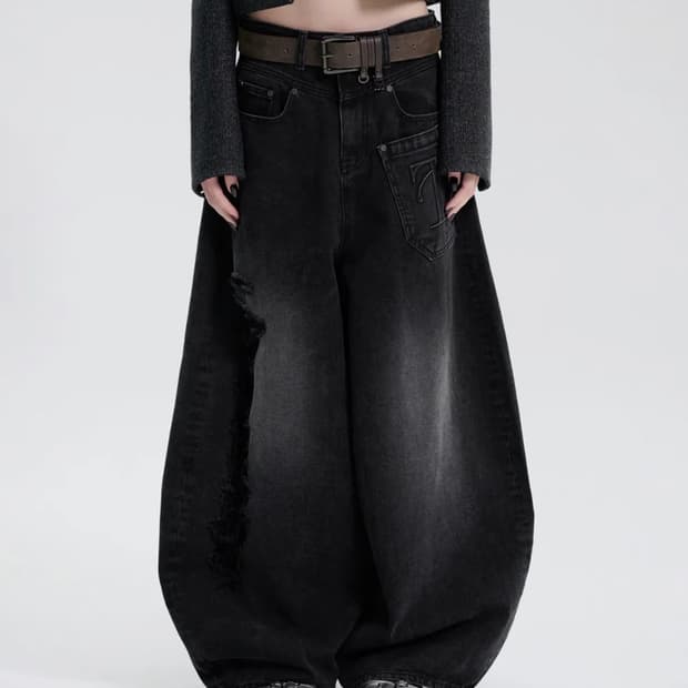 트리밍버드 Balloon Fit Damage Denim Pants
