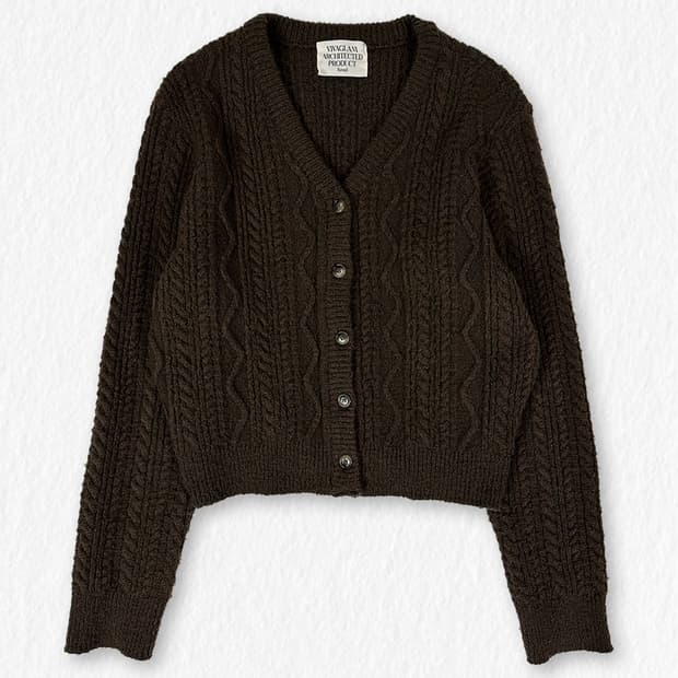 비바글램 브라운 니트 가디건