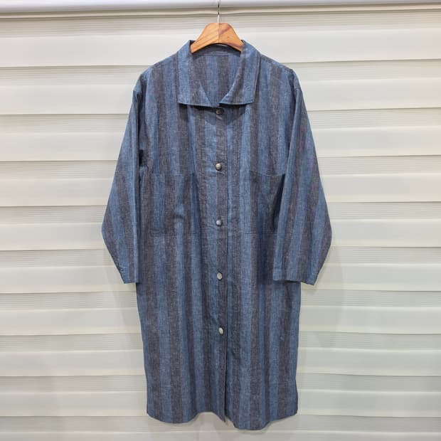 JAPAN 빈티지 린넨 롱셔츠 원피스- 우먼프리