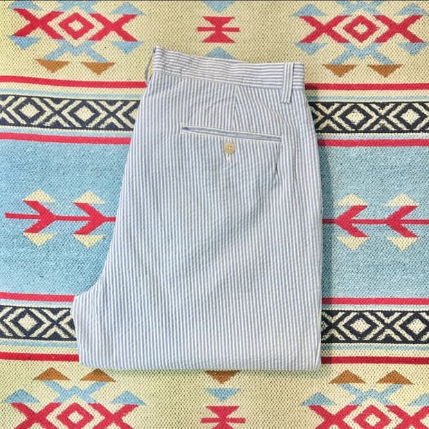 폴로 시어서커 스카이블루 스트라이프 바지