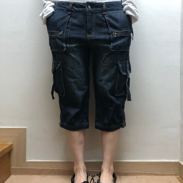 빈티지 데님 워싱 카고 팬츠