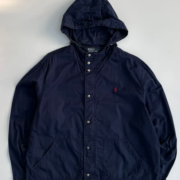 [XL] 폴로 랄프로렌 후드 스냅 블루종 자켓