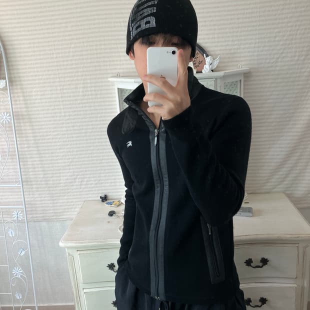 버버리 블랙라벨 레더 니트 집업 o-783 y2k 스트릿 갸루 펑키 일본