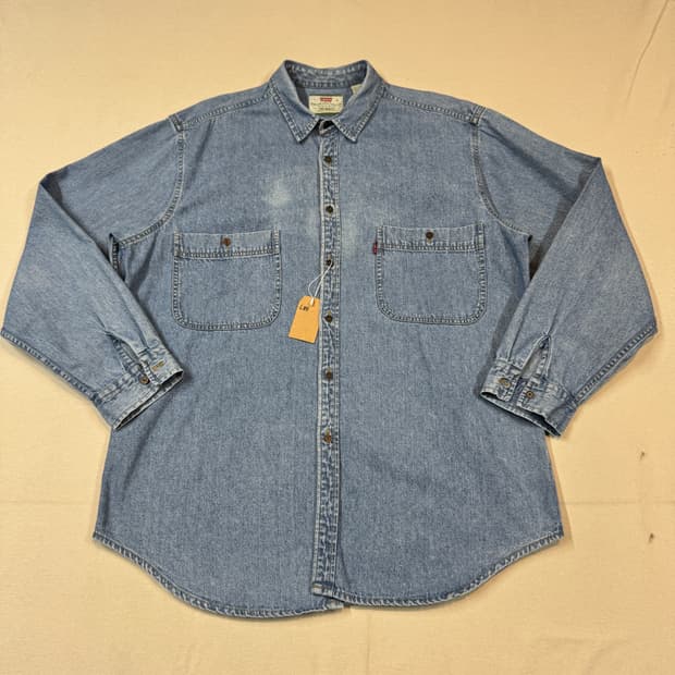 L) 리바이스 투포켓 워크 데님 셔츠 자켓 메탈 버튼 L84