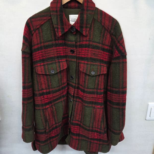 스튜디오 톰보이 울 체크 자켓 프리