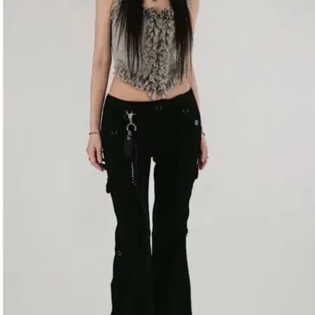 시크윈 로우라이즈 부츠컷 포인트 팬츠 블랙