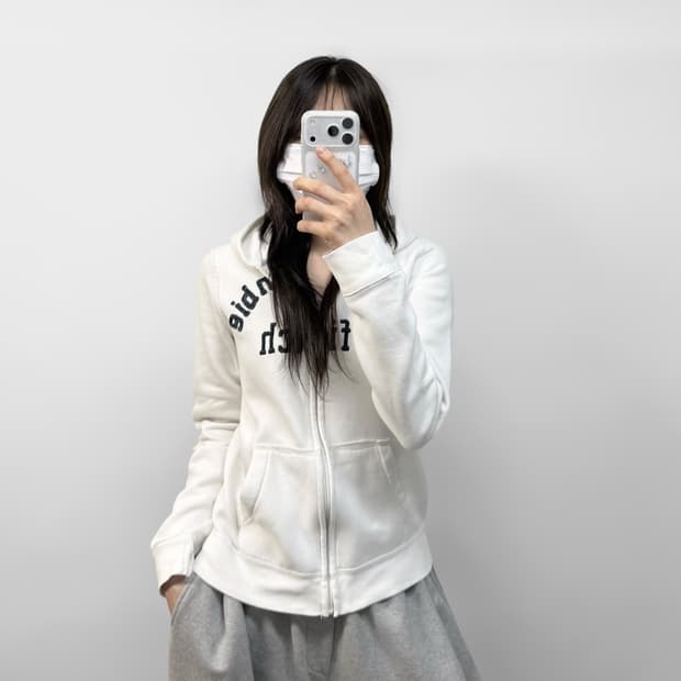 아베크롬비 아치 로고 후드집업 화이트