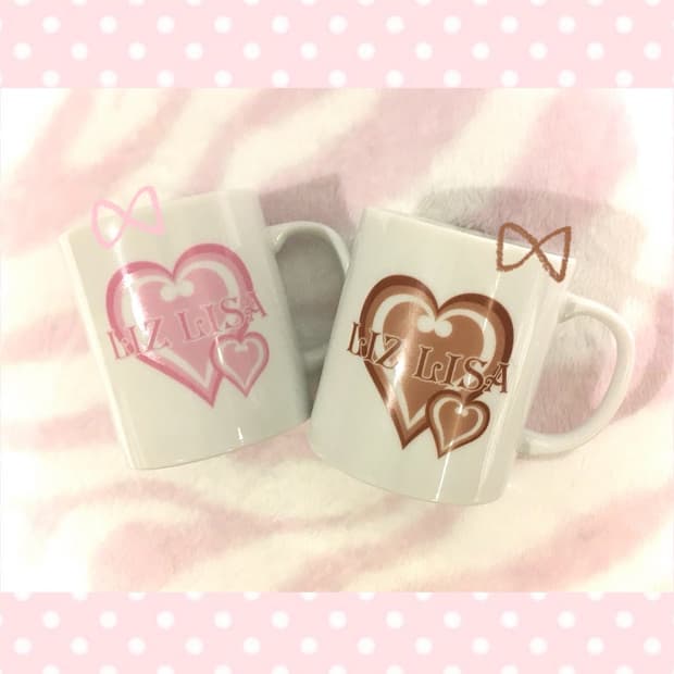리즈리사 하트 머그컵 핑크 브라운 초코딸기 라떼갸루 고전 Lizlisa