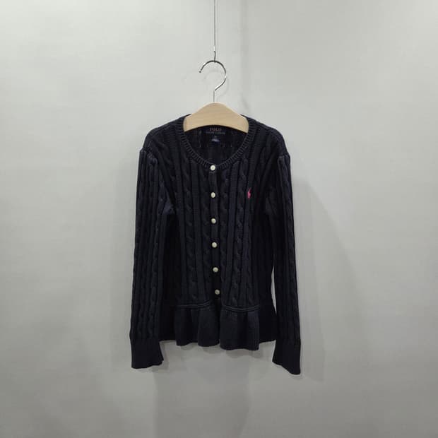 폴로랄프로렌 여아 케이블 니트 프릴 가디건 네이비 6X