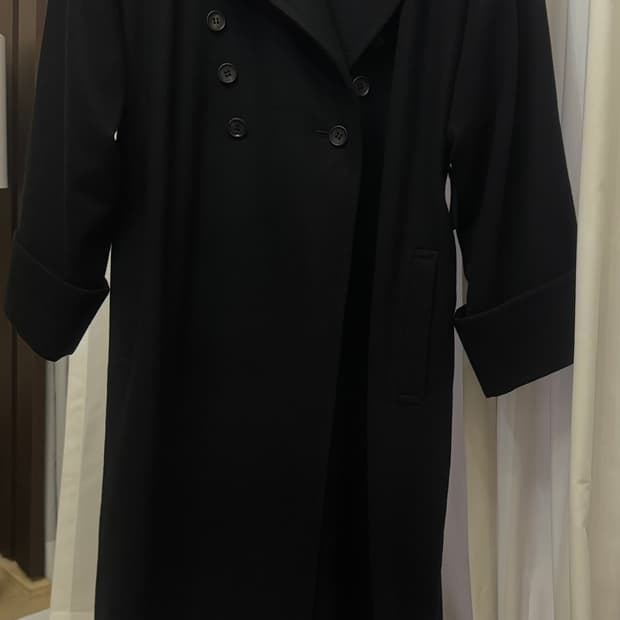 Y's 요지야마모토 블랙 더블 브레스트 롱코트  