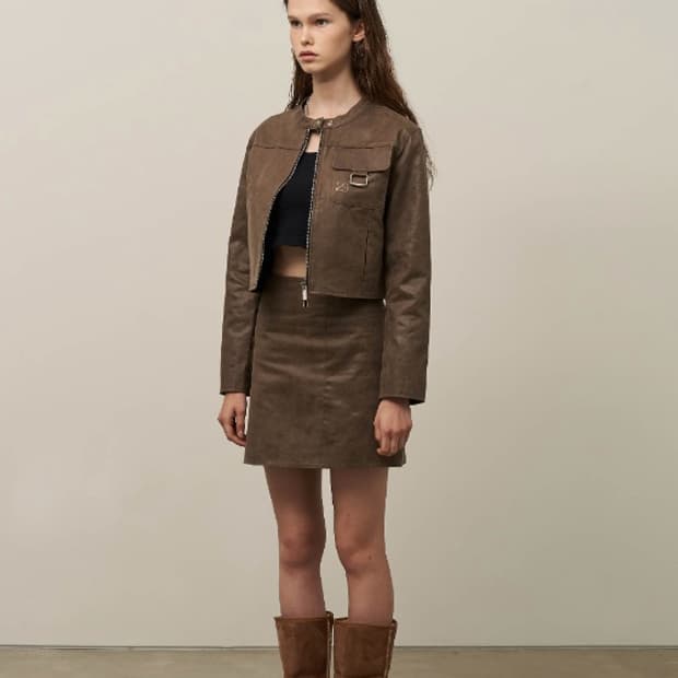 일리고 스웨이드 바이커 자켓 / 미니 스커트 브라운 (M) 판매합니다