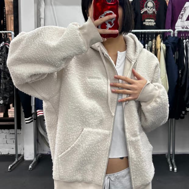 슈프림 플리스 화이트 후드자켓