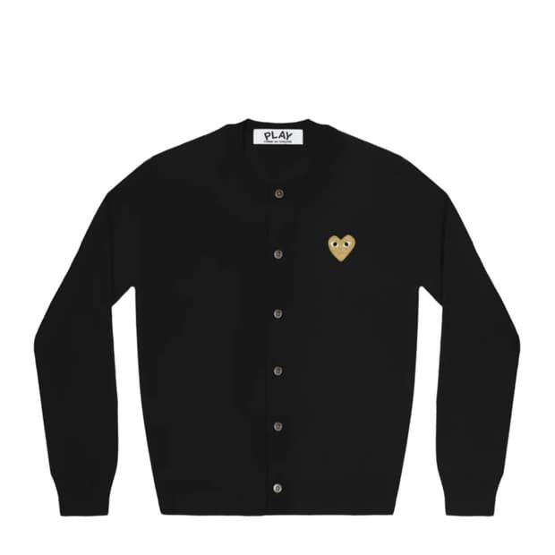 플레이 꼼데가르송 골드 하트 니트 가디건 블랙