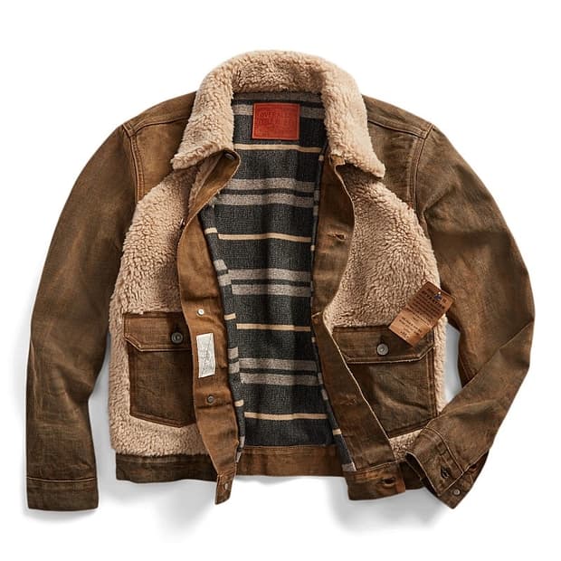 RRL 브라운 데님 그리즐리 M