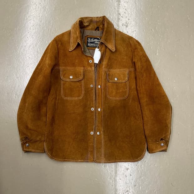 더 레더 샵 브라운 스웨이드 레더 자켓 40