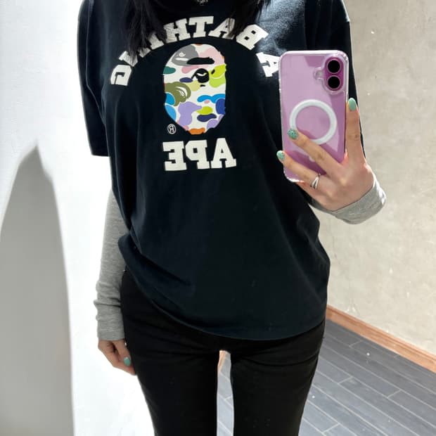 베이프 멀티 카모 컬리지 티셔츠 