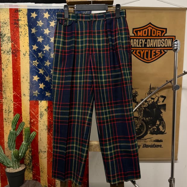 90s 폴로 랄프로렌 프레피 체크 트라우저 슬랙스 팬츠 N308