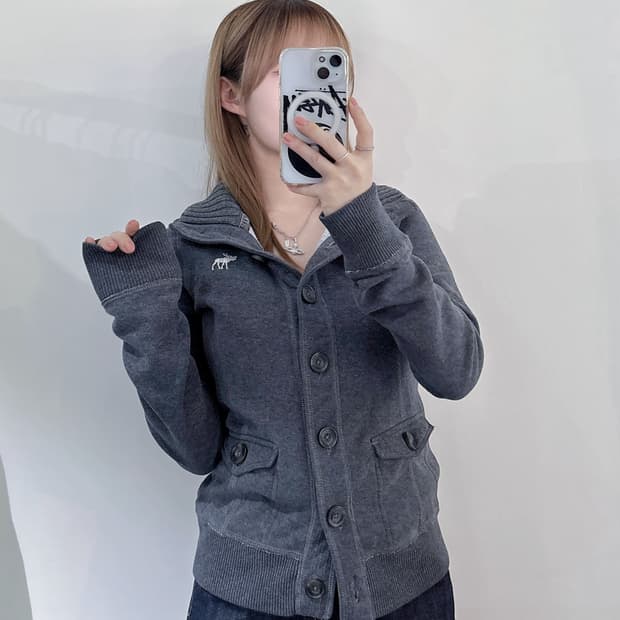 아베크롬비 그레이 버튼 집업