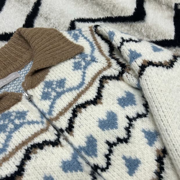 [Free]러브앤쇼 크롭 카라 니트자켓